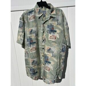 Windham Pointe Mens Medium Button Up Short Sleeve Hawaiian Shirt Silk Blend